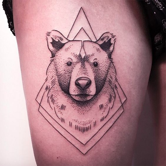 geometric tattoo bear design
