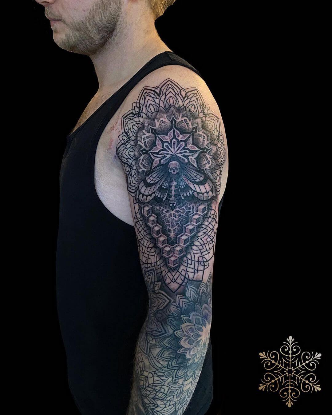 geometric tattoo sleeve design