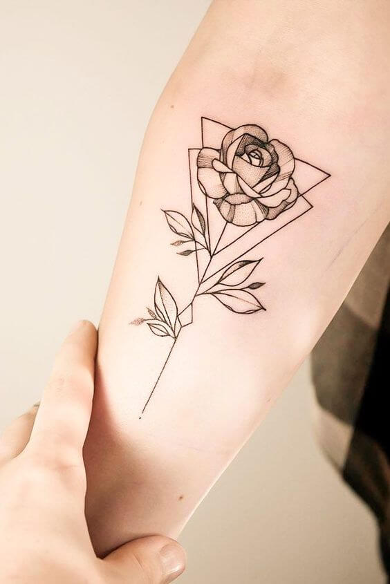 geometric triangle flower tattoo