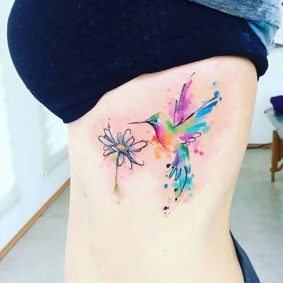 hummingbird watercolor tattoo.