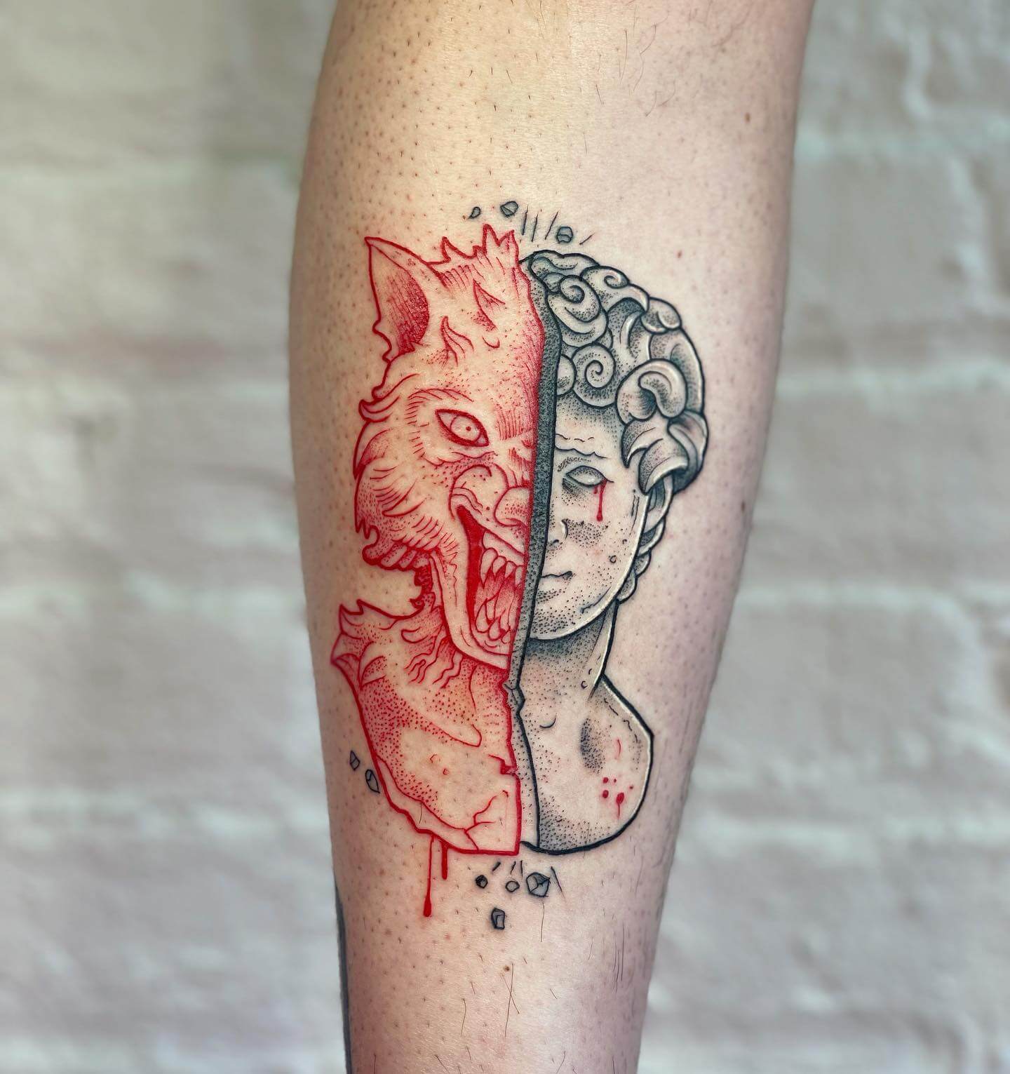 illustrative wolf tattoo