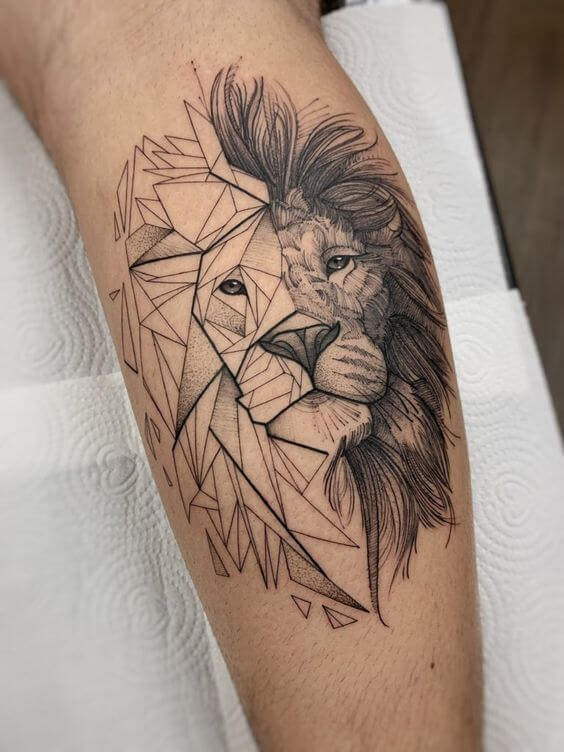 lion tattoo geometric