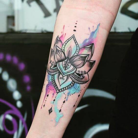 lotus watercolor tattoo.