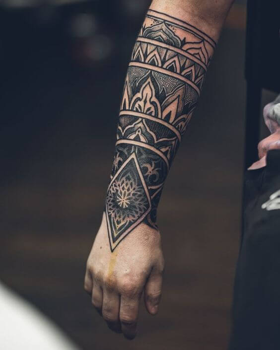 mandala geometric hand tattoo
