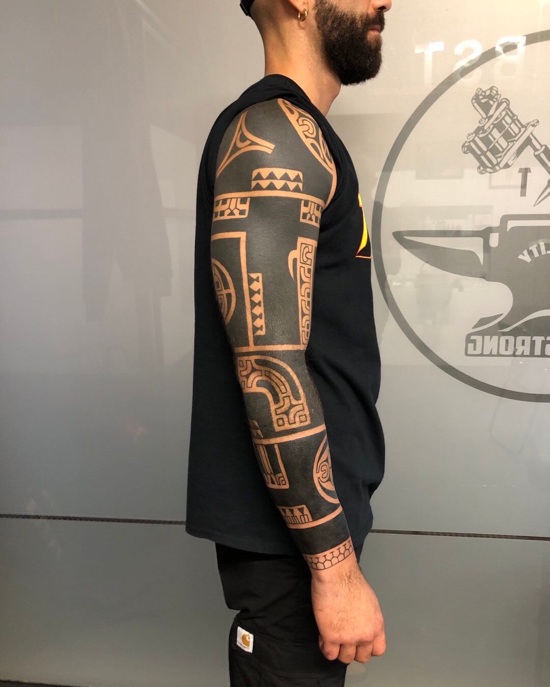 Tribal Sleeve Tattoo Design Stock Vector - Illustration of maori, chest:  267238756