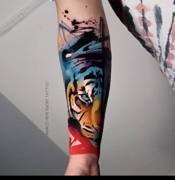 mens watercolor tattoo.