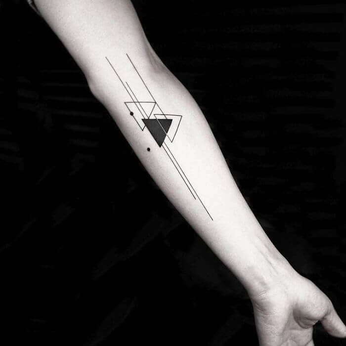 minimalist geometric arrow tattoo