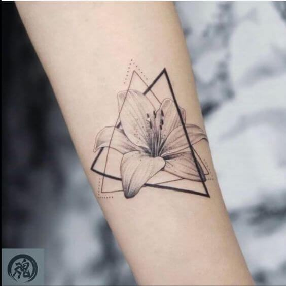 minimalist geometric flower tattoo