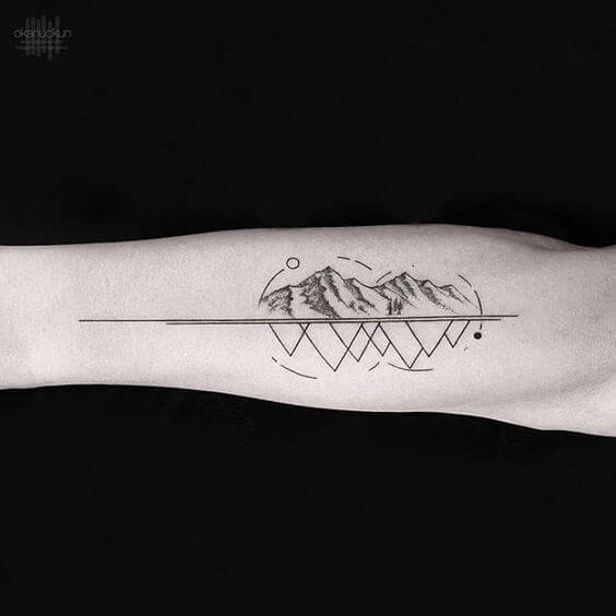 minimalist geometric forearm tattoo