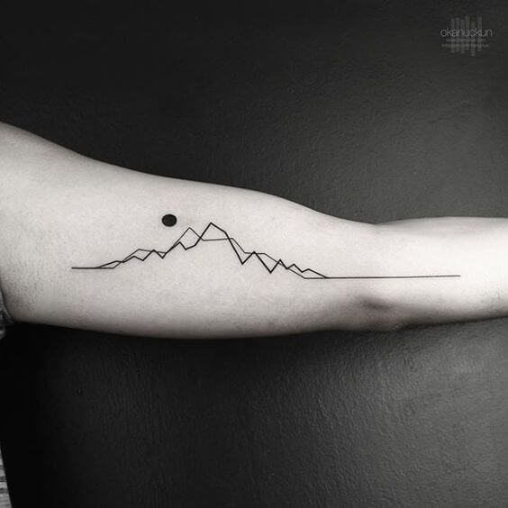 minimalist geometric sun and moon tattoo