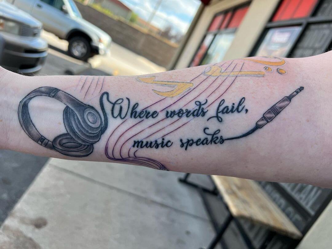 music tattoo ideas with lettering