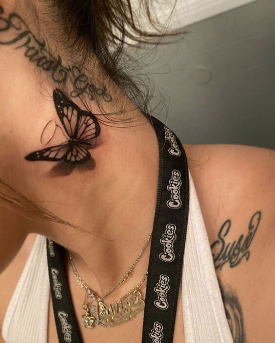 neck butterfly tattoo designs