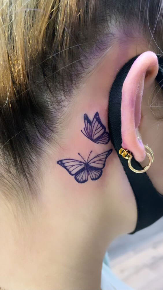 neck butterfly tattoo