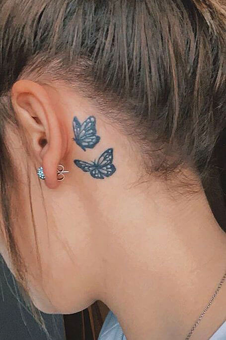 neck tattoo butterfly