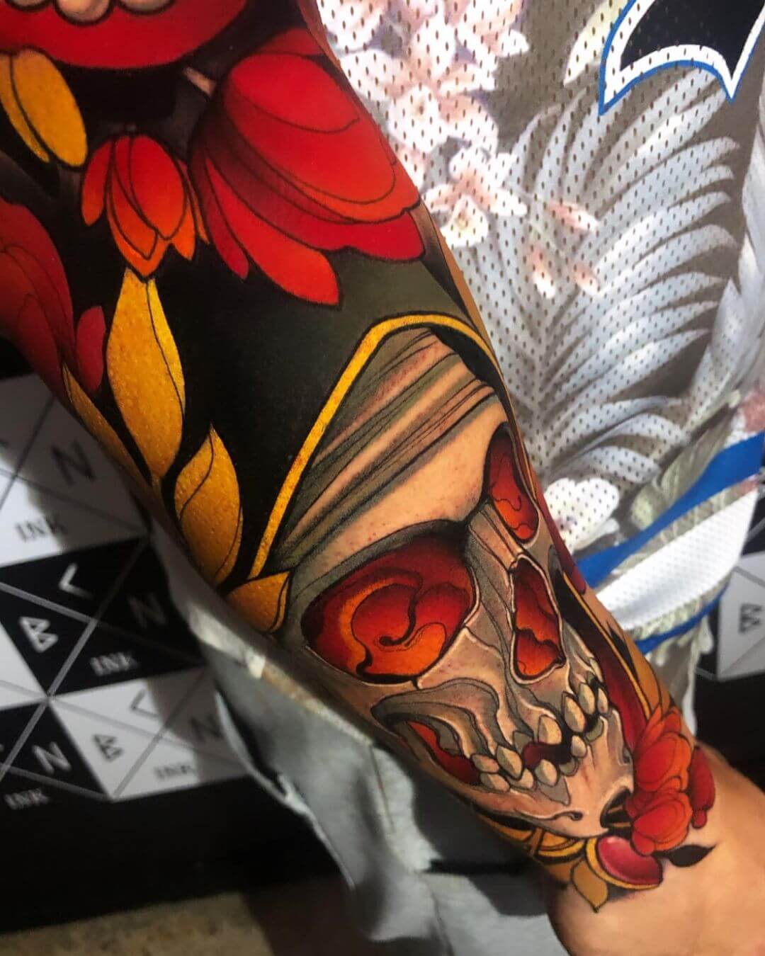 neo traditional skull tattoo design.
