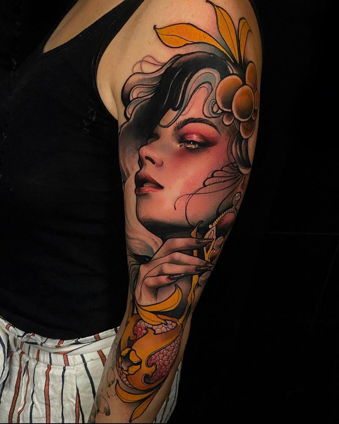 neo traditional tattoo girl.