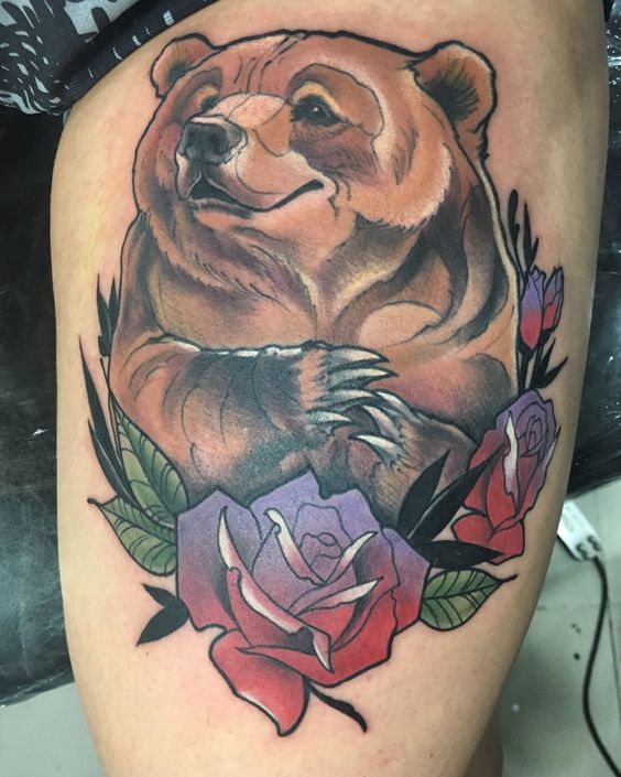 new school bear tattoo design