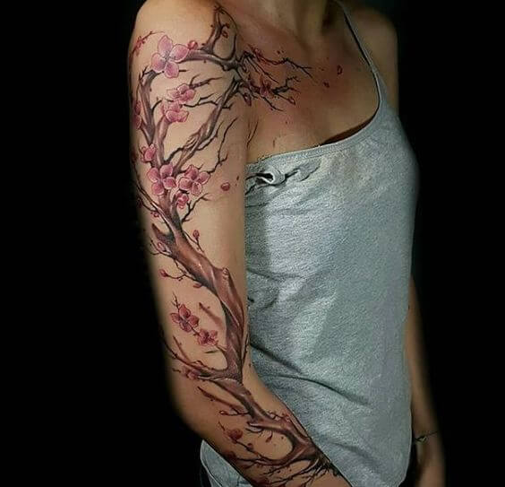 oriental cherry blossom tattoo sleeve