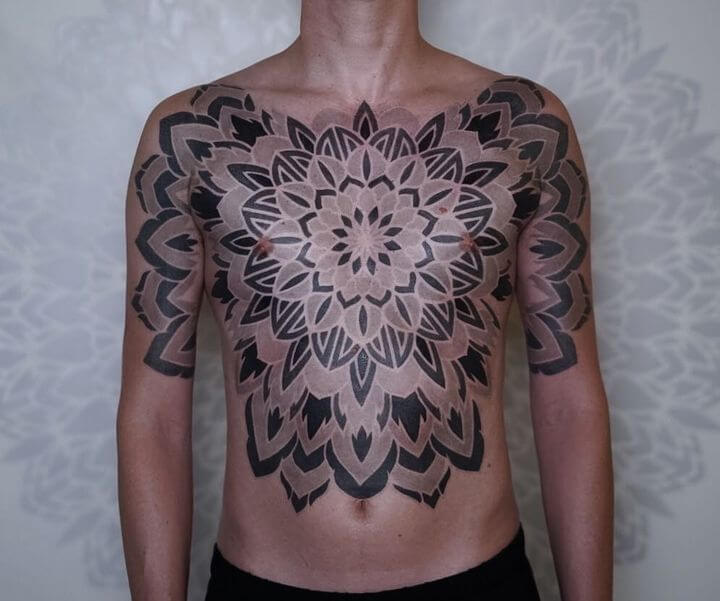 ornamental chest tattoo