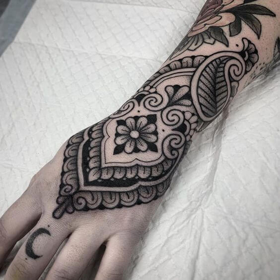 ornamental hand tattoos design