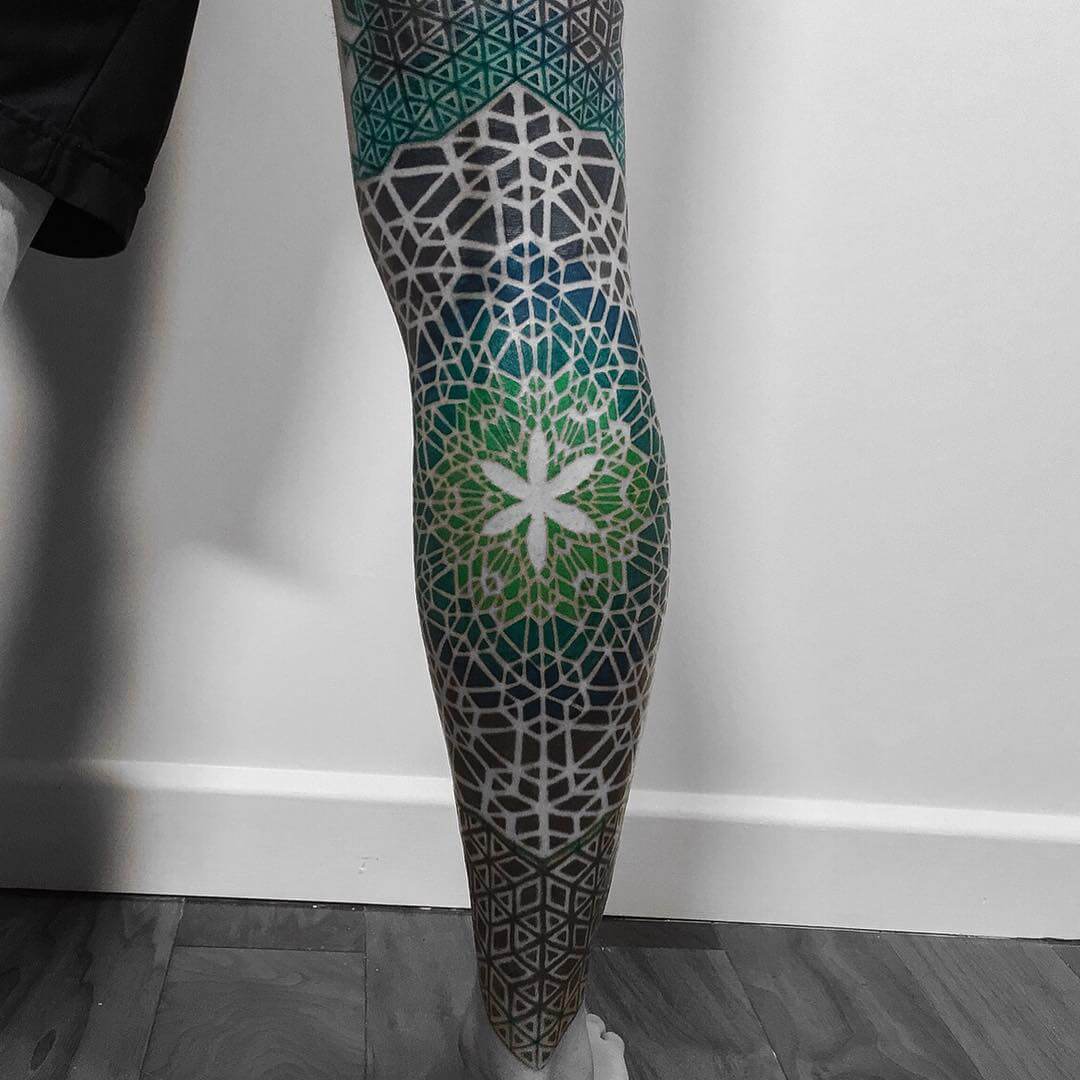 ornamental style tattoos full leg