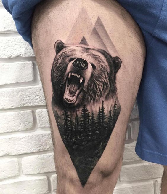 realism bear tattoo