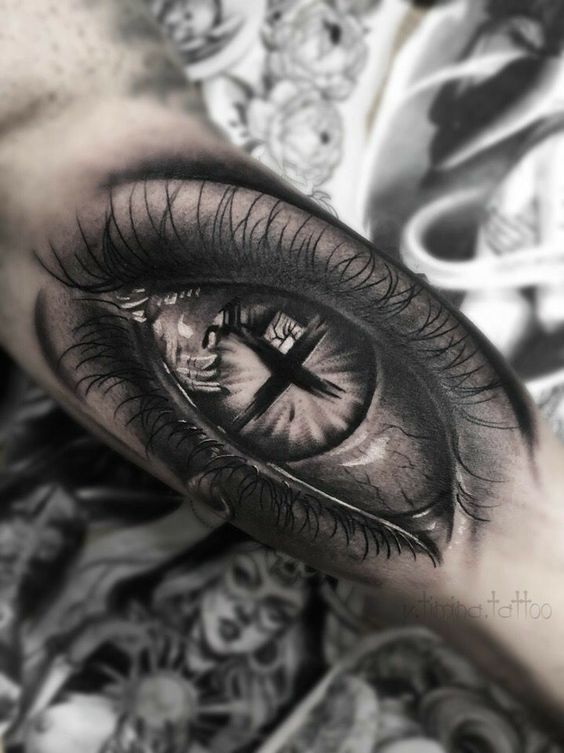 realism tattoo eye devil