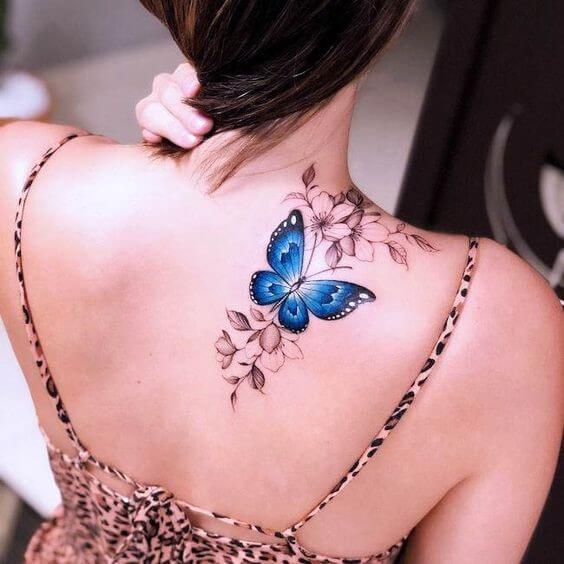 realistic blue morpho butterfly tattoo