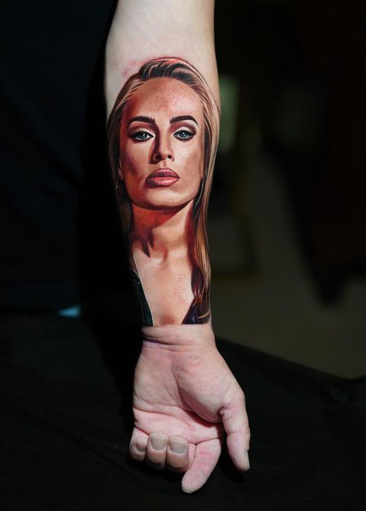 realistic tattoo portraits adele