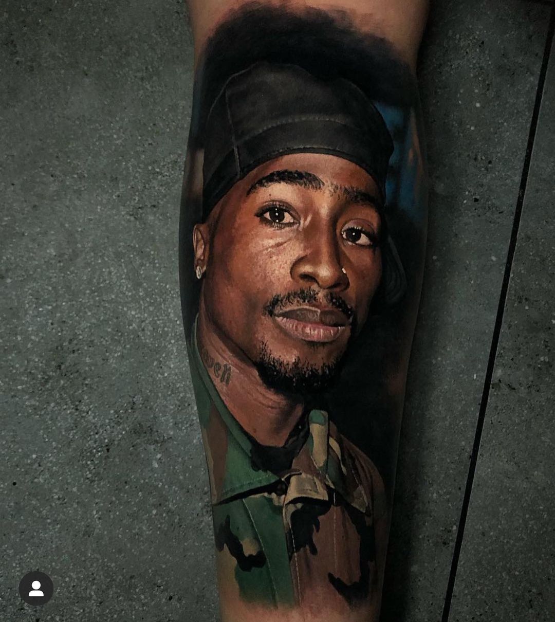 realistic tupac portrait tattoo