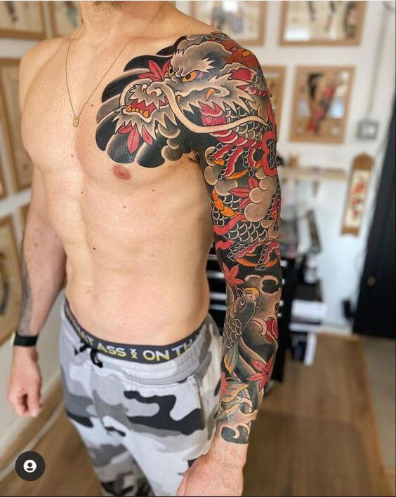 red oriental dragon tattoo