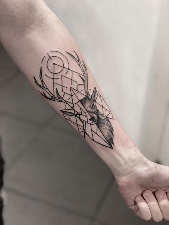 simple geometric deer tattoo
