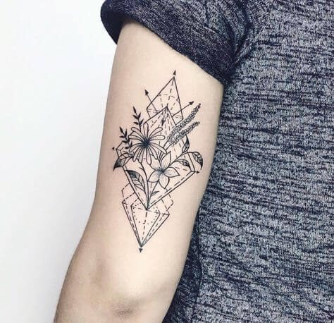 simple geometric flower tattoo designs