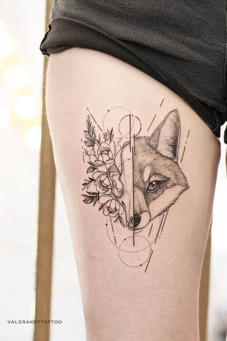 simple geometric fox tattoo