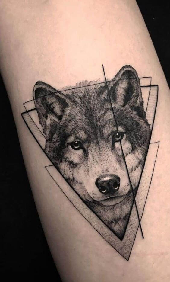simple geometric wolf tattoo design