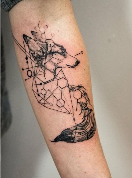 small geometric fox tattoo