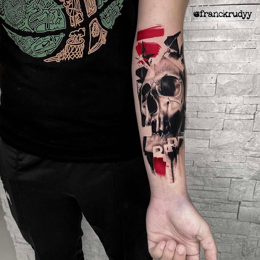 tattoo trash polka skull.