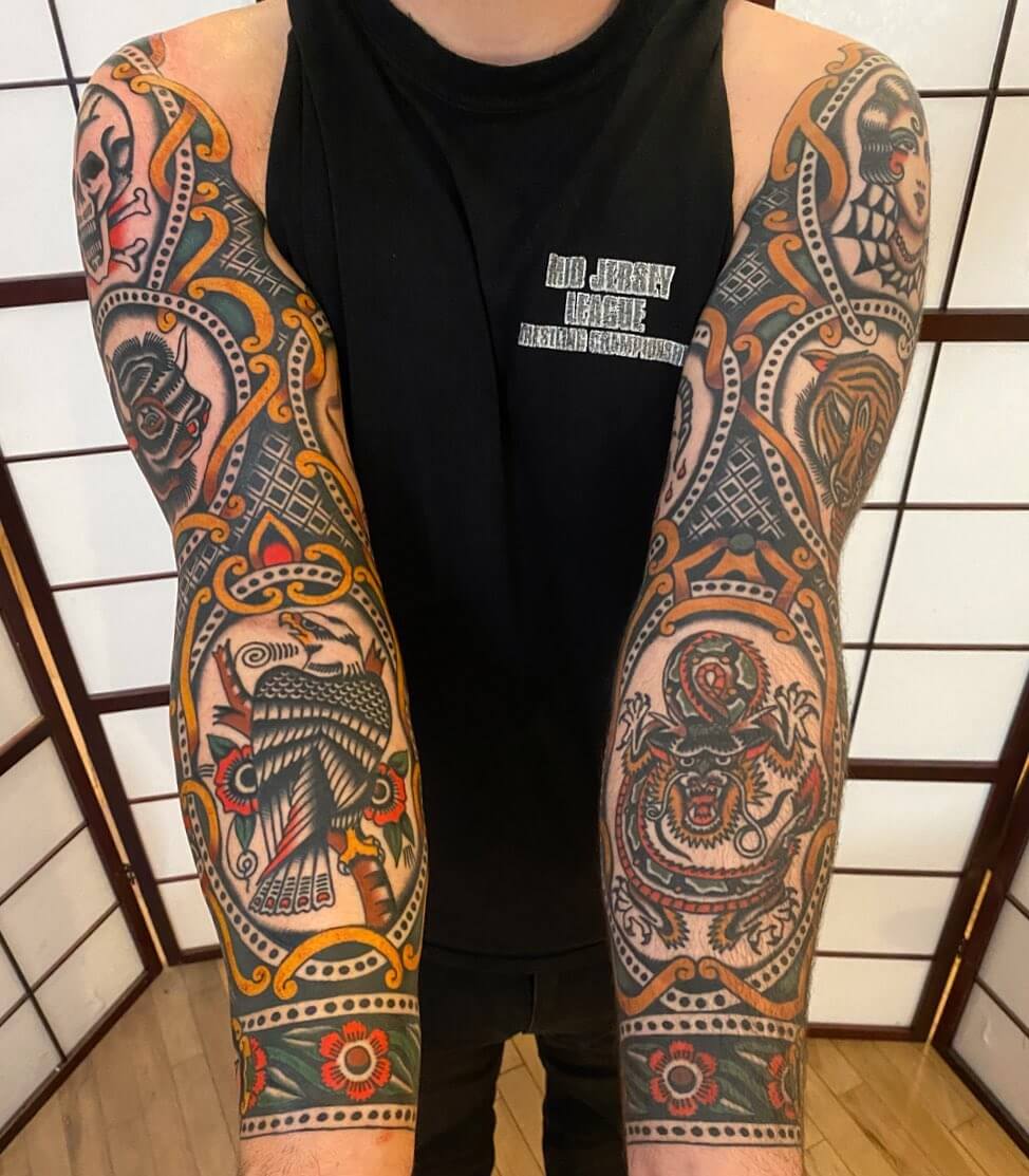 traditional american tattoo sleeve