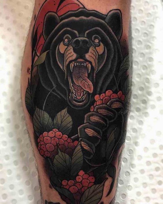 traditional bear tattoo black