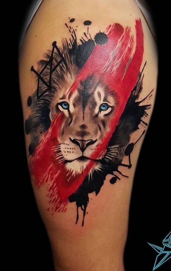 trash polka tattoo lion.