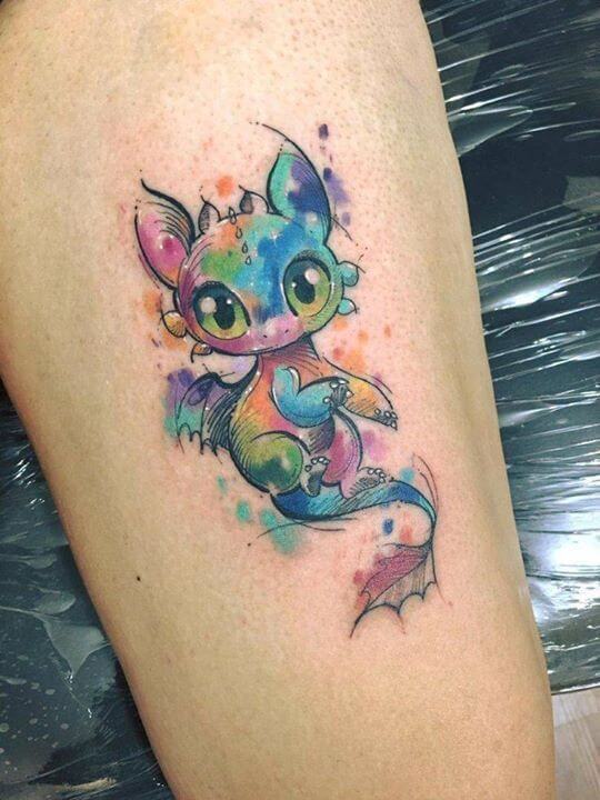 watercolor dragon tattoo.