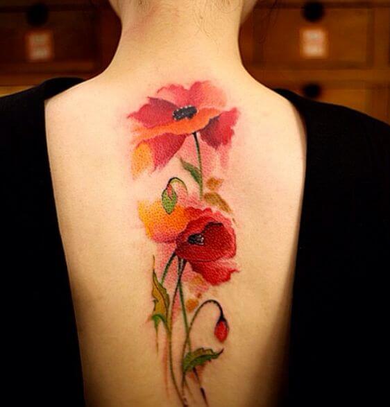 watercolor floral tattoo.