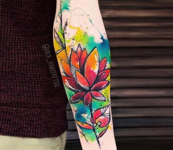 watercolor flower tattoo.