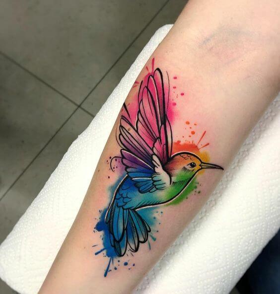watercolor hummingbird tattoo.