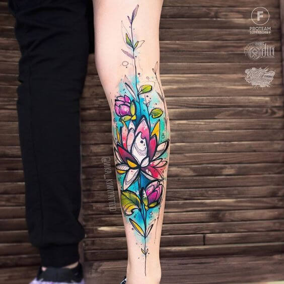 watercolor lily tattoo.