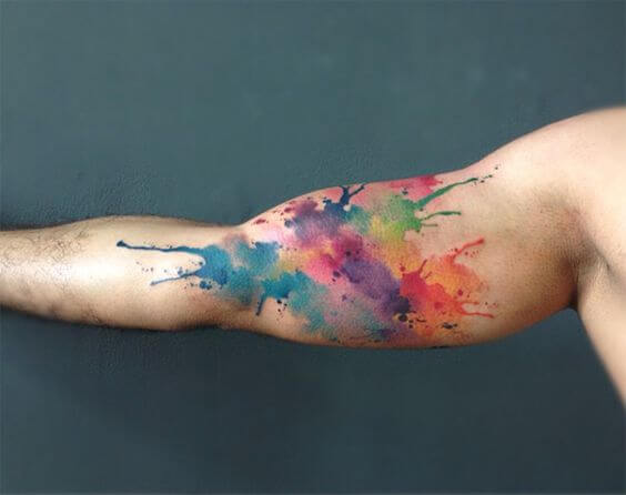 watercolor splash tattoo.