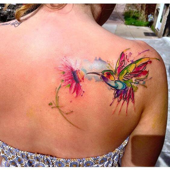 watercolor tattoo bird.