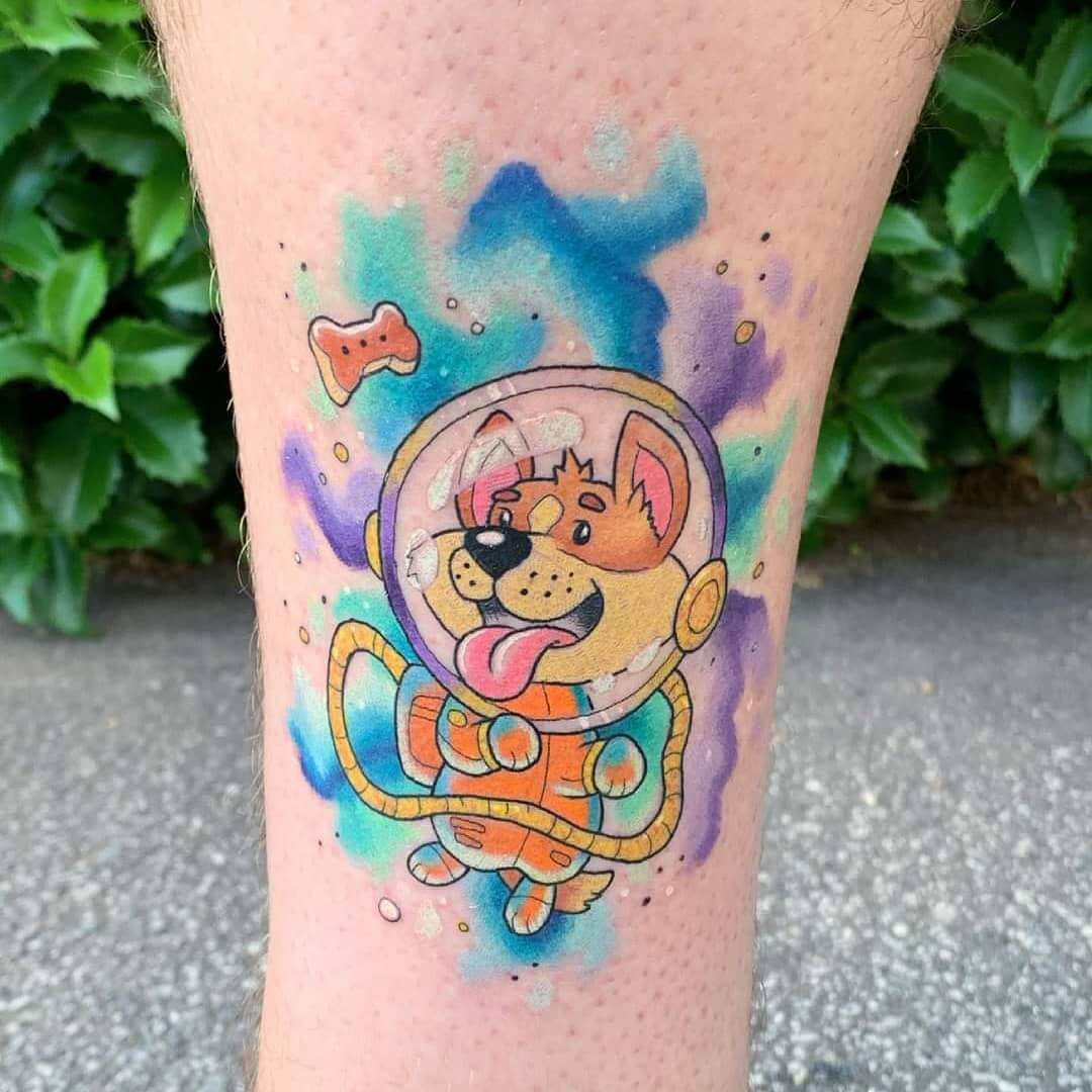 watercolor tattoo dog.