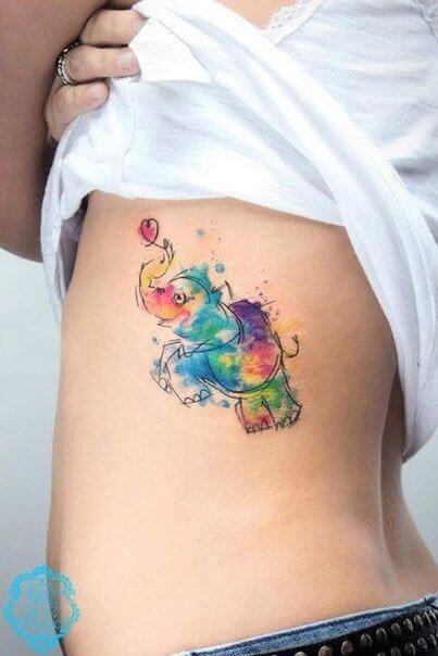 watercolor tattoo elephant.