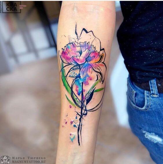 watercolor tattoo flower.